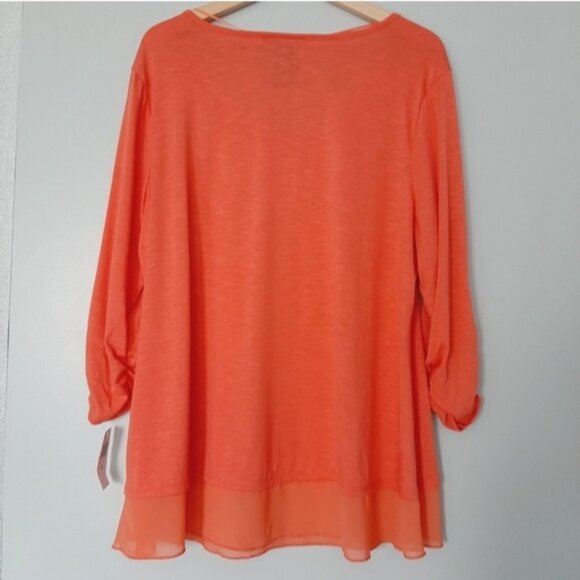 STYLE & CO. Stretchy & Soft Chifon Hem Women's Salmon Pink Top Sz 2X - Picture 11 of 15